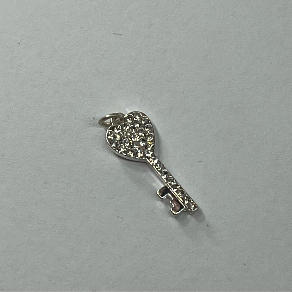 Silver Necklace Charm “Heart Key”